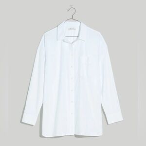 Madewell Signature Poplin Oversized Shirt in white size M